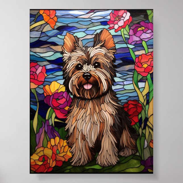 Yorkshire Terrier Glas-in-LED-fönsterdesign Poster (Framsidan)