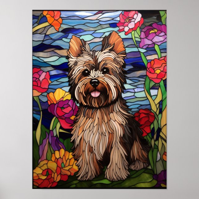 Yorkshire Terrier Glas-in-LED-fönsterdesign Poster (Framsidan)
