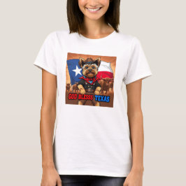 Yorkshire Terrier God Bless Texas T Shirt
