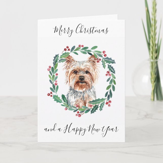 Yorkshire Terrier God jul Trendig Hund Holid Helgkort (Framsida)