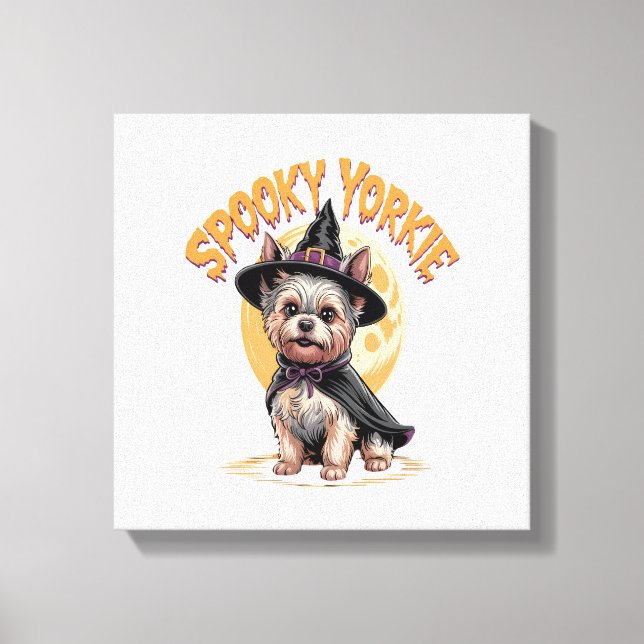 Yorkshire Terrier Halloween Canvastryck (Framsida)