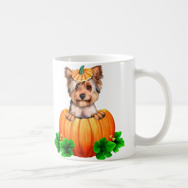 Yorkshire Terrier Halloween Jack-O-Lantern Kaffemugg (Höger)