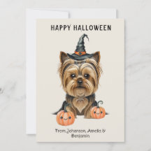 Yorkshire Terrier Halloween-kort | Söt Yorkie med