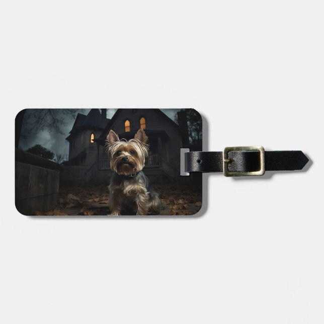 Yorkshire Terrier Halloween Skräck  Bagagebricka (Horisontell Framsida)