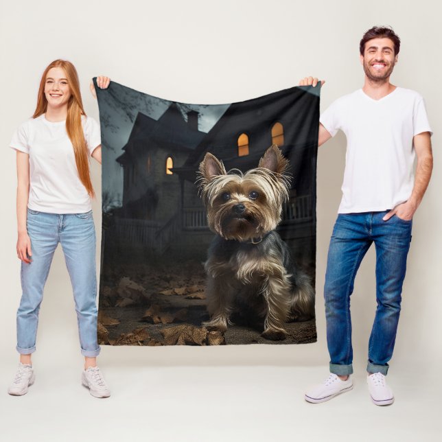 Yorkshire Terrier Halloween Skräck  Fleecefilt (På plats)