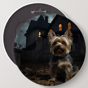 Yorkshire Terrier Halloween Skräckinjagande Knapp