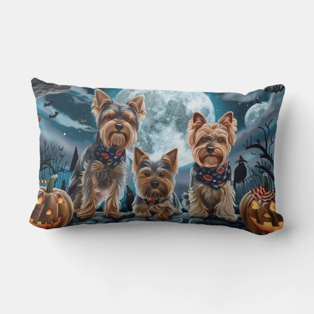 Yorkshire Terrier Halloween Spooky Lumbarkudde (Baksida)