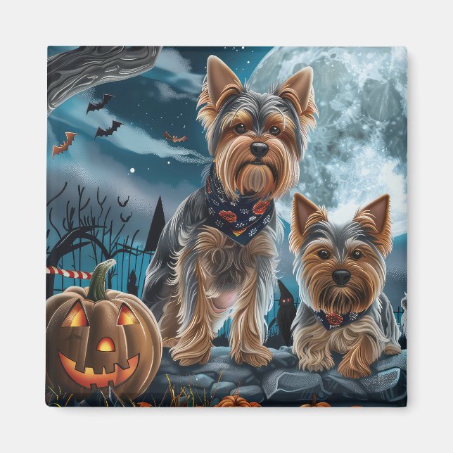Yorkshire Terrier Halloween Spooky Magnet (Framsidan)