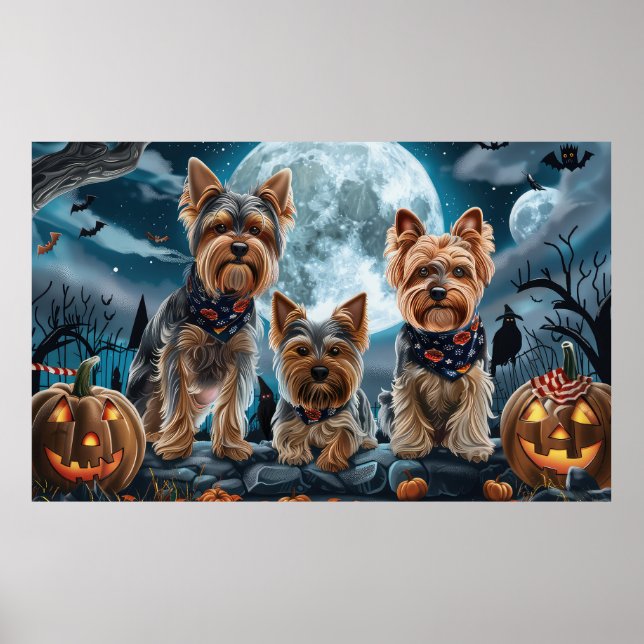Yorkshire Terrier Halloween Spooky Poster (Framsidan)