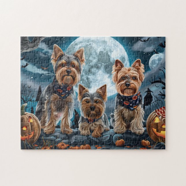 Yorkshire Terrier Halloween Spooky Pussel (Horisontell)
