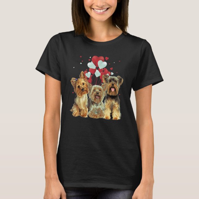 Yorkshire Terrier Heart Love Valentine Balloon T Shirt (Framsida)