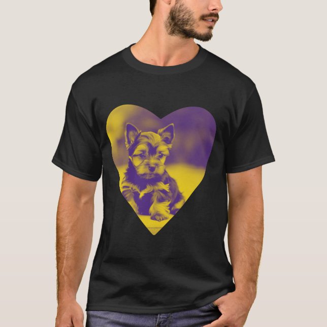 Yorkshire Terrier Heart T Shirt (Framsida)