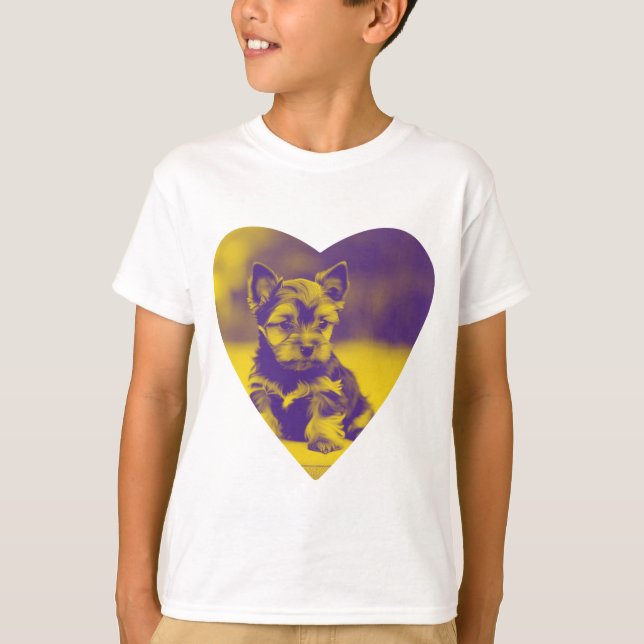 Yorkshire Terrier Heart T Shirt (Framsida)