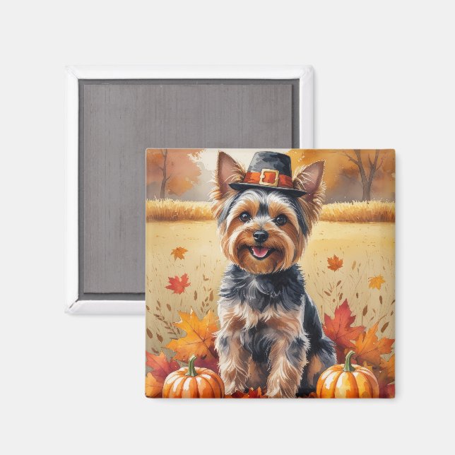 Yorkshire Terrier Höstlöv Tacksgiving Konst Magnet (Front/Back)