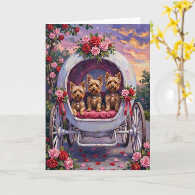 Yorkshire Terrier Hund Alla Hjärtans Dag Kort (Gul blomma)