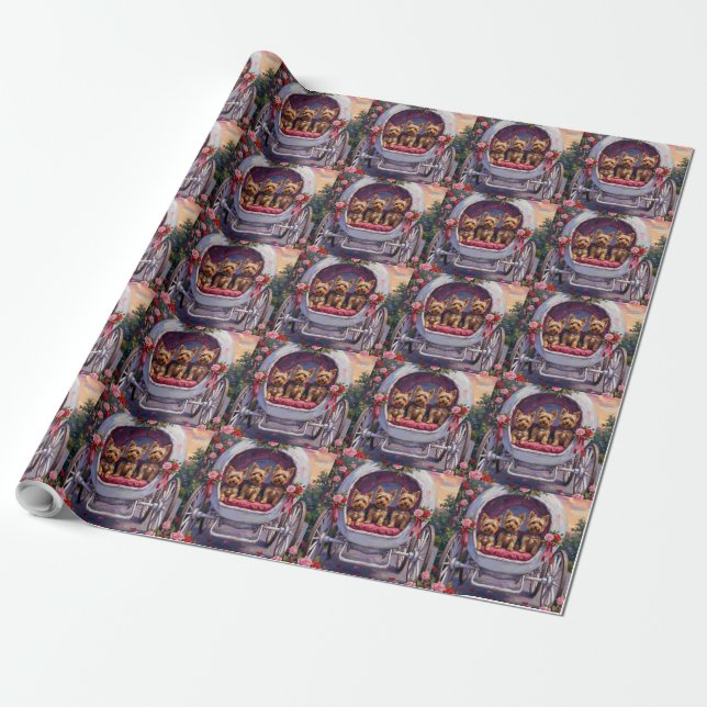 Yorkshire Terrier Hund Alla hjärtans dag Presentpapper (Utrullad)