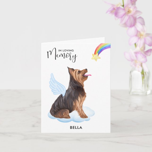 Yorkshire Terrier Hund Angel Pet Loss Sympathy Kort (Orkide)