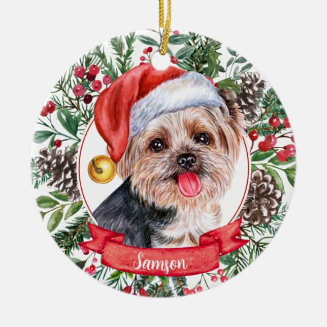 Yorkshire Terrier Hund Anpassningsbar jul Ornament (Framsidan)
