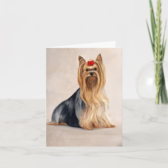 Yorkshire Terrier Hund Art Oljemålning Note Card Kort (Framsida)