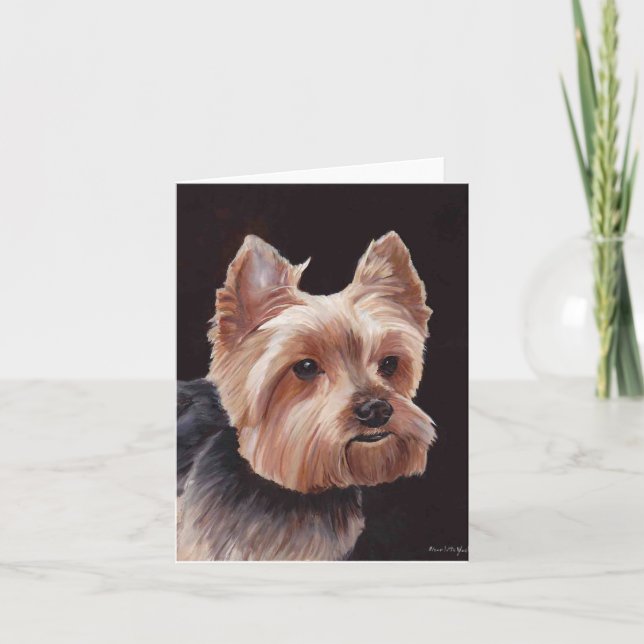 Yorkshire Terrier Hund Art Oljemålning Note Card Kort (Framsida)