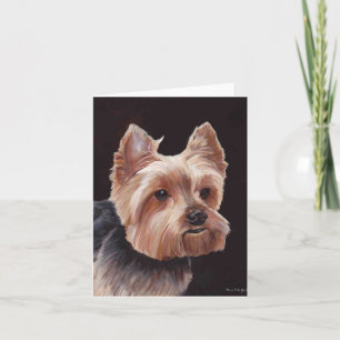 Yorkshire Terrier Hund Art Oljemålning Note Card Kort