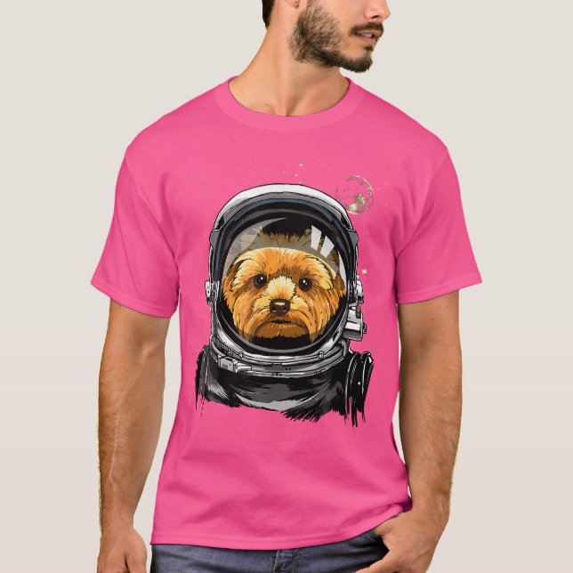 Yorkshire Terrier Hund Astronaut Space Exploration T Shirt (Framsida)