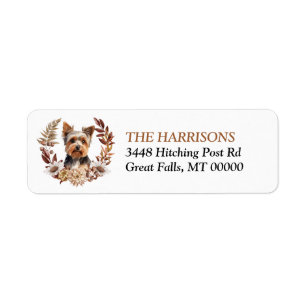 Yorkshire Terrier Hund Autumn Wandeans Returadress Etikett