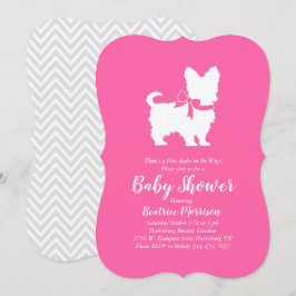 Yorkshire Terrier Hund Baby Shower Rosa Girl Inbjudningar