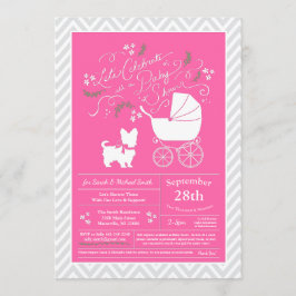 Yorkshire Terrier Hund Baby Shower Rosa Girl Inbjudningar