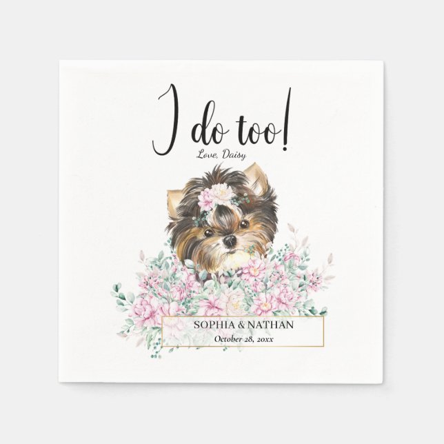 Yorkshire Terrier Hund Bröllop Cocktail Napkins Pappersservett (Framsidan)