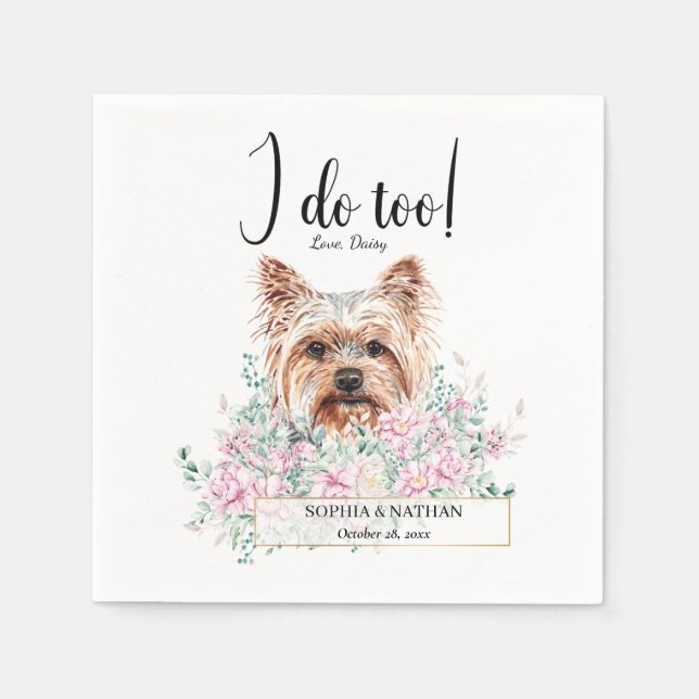 Yorkshire Terrier Hund Bröllop Cocktail Napkins Pappersservett (Framsidan)