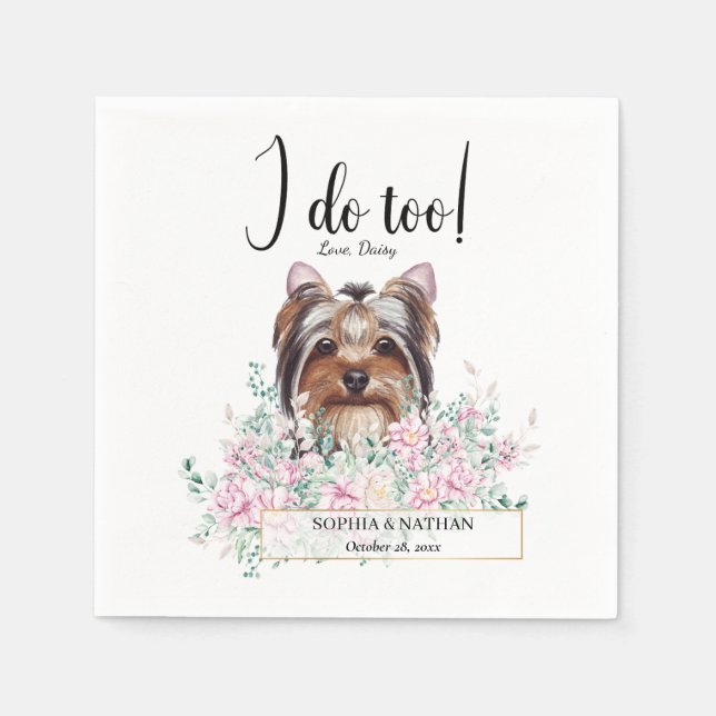 Yorkshire Terrier Hund Bröllop Cocktail Napkins Pappersservett (Framsidan)