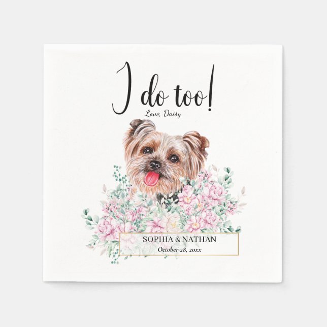 Yorkshire Terrier Hund Bröllop Cocktail Napkins Pappersservett (Framsidan)