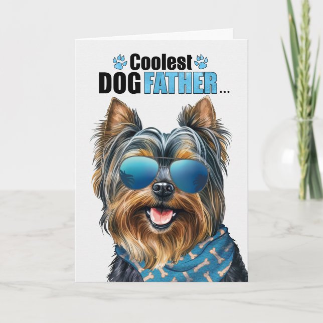 Yorkshire Terrier Hund Coolest Pappa Fars dag Helgkort (Framsida)