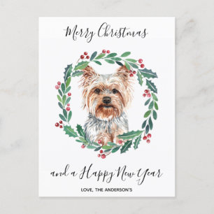 Yorkshire Terrier Hund Elegant God jul Helg Vykort