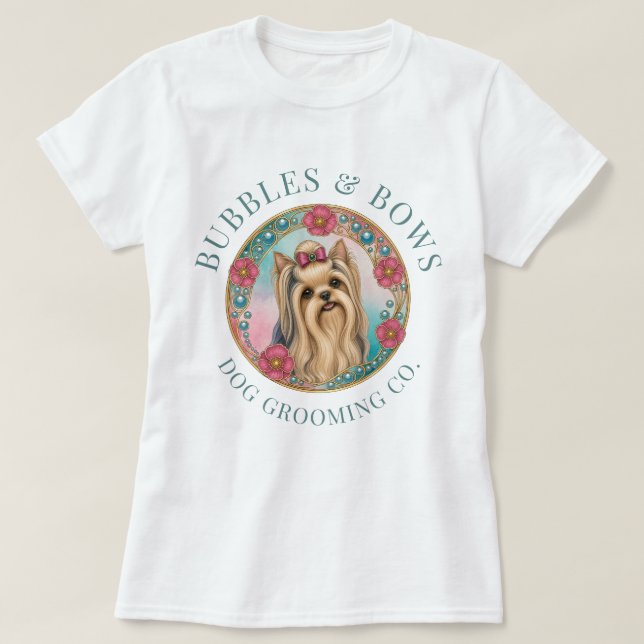 Yorkshire Terrier Hund Frisörsalong T-Shirt (Design framsida)