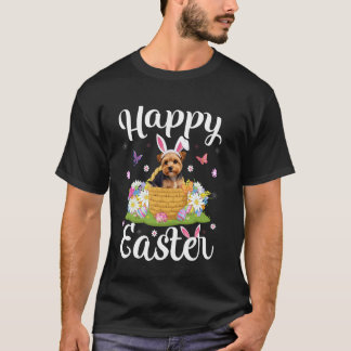 Yorkshire Terrier Hund Glad Påsk Äggsökning Kanin T Shirt
