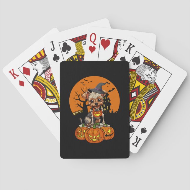 Yorkshire Terrier Hund Halloween Casinokort (Baksidan)