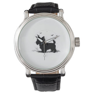Yorkshire Terrier Hund � Halloween Moon Silhuett Armbandsur