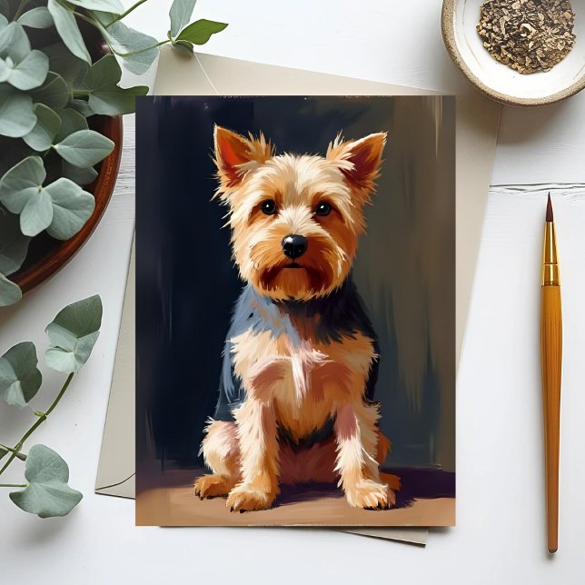 Yorkshire Terrier Hund Husdjur Målning Vykort (Skapare uppladdad)