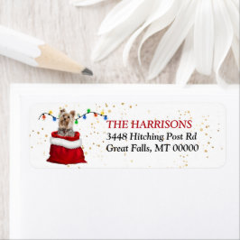 Yorkshire Terrier Hund i Gift Bag Returadress Etikett