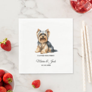 Yorkshire Terrier Hund I Loved Hennes första Bröll Pappersservett