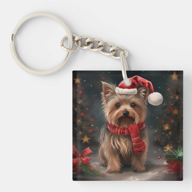 Yorkshire Terrier Hund i Snö jul (Framsidan)