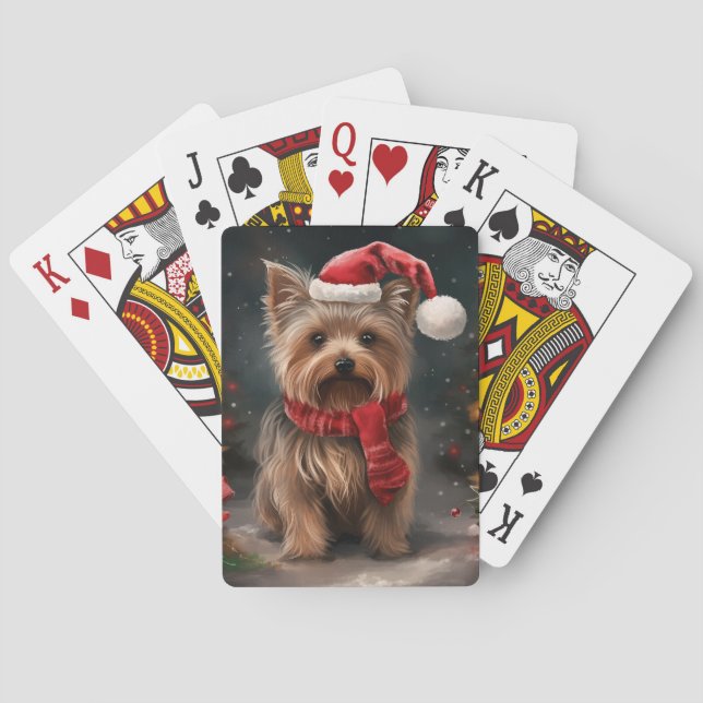 Yorkshire Terrier Hund i Snö jul Casinokort (Baksidan)