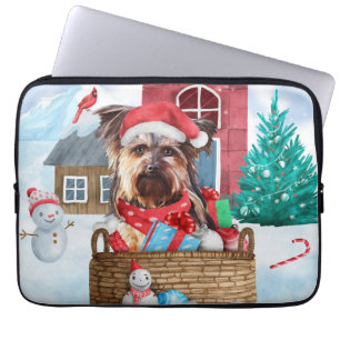 Yorkshire Terrier Hund I snö-julhuset Hund House Laptop Fodral