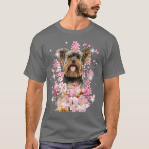 Yorkshire Terrier Hund Japansk Cherry Blommar Saku T Shirt