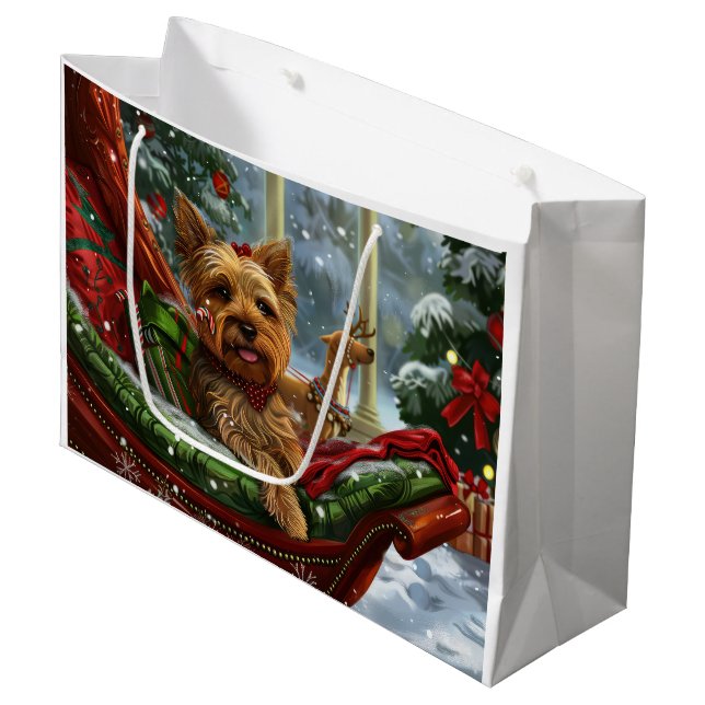 Yorkshire Terrier Hund jul Festive (Framsidan Vinklad)