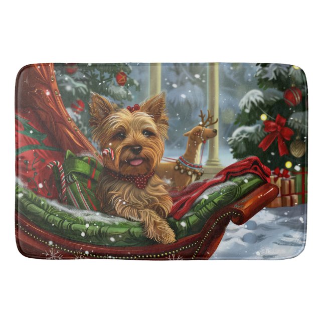 Yorkshire Terrier Hund jul Festive Badrumsmatta (Framsidan)