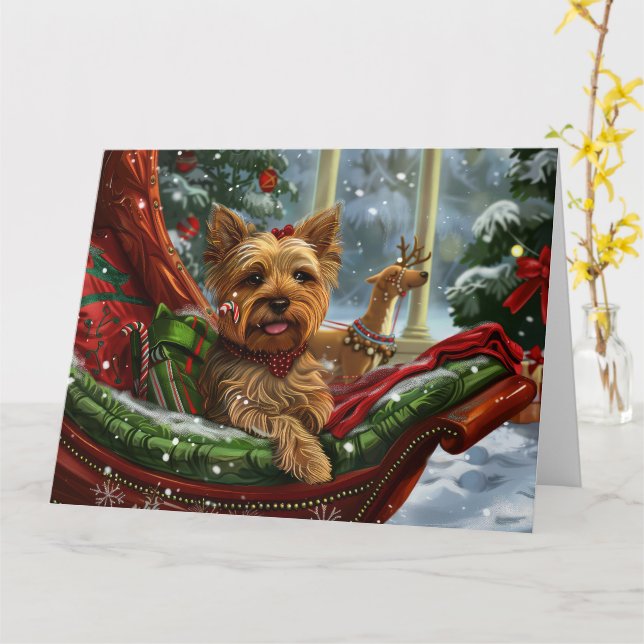 Yorkshire Terrier Hund jul Festive Kort (Gul blomma)