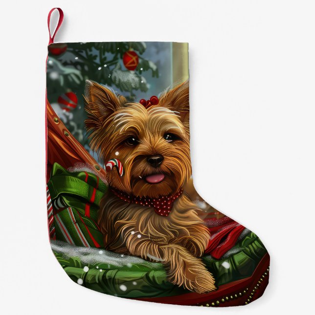 Yorkshire Terrier Hund jul Festive Liten Julstrumpa (Framsidan)